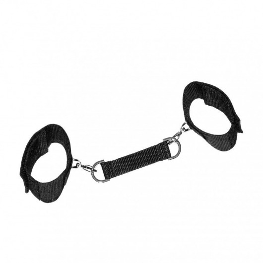Черные наручники на липучках с креплением на карабинах - Джага-Джага - купить с доставкой в Нижнем Новгороде
