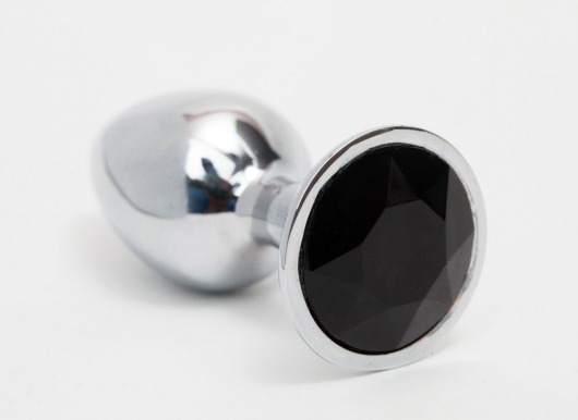 Серебристая анальная пробка с черным кристаллом - 8,2 см. - 4sexdreaM - купить с доставкой в Нижнем Новгороде