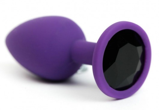 Фиолетовая анальная пробка с черным стразом - 7,6 см. - 4sexdreaM - купить с доставкой в Нижнем Новгороде