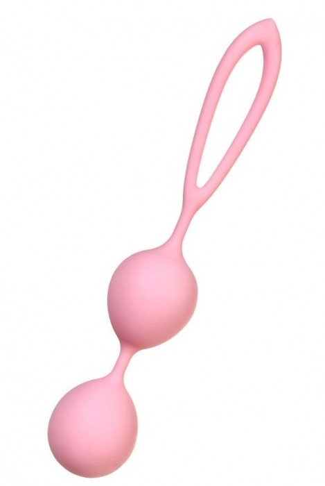 Розовые силиконовые вагинальные шарики с ограничителем-петелькой - A-toys