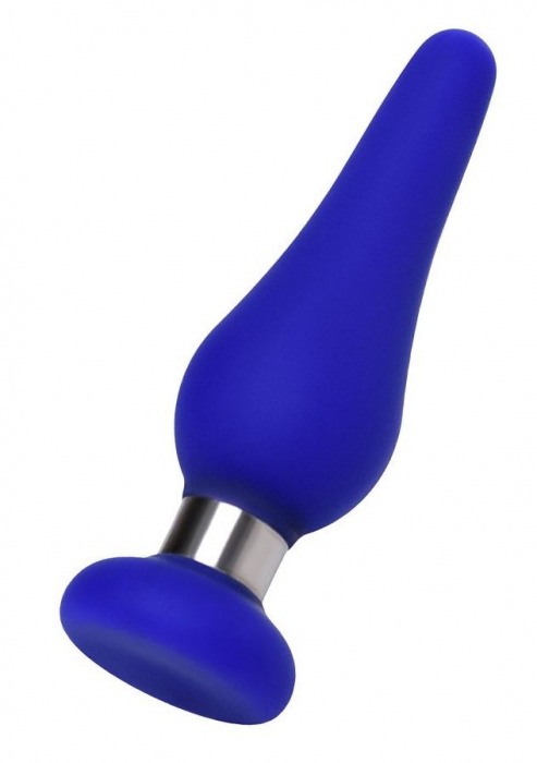 Синяя силиконовая анальная втулка с ограничителем - 11,5 см. - ToyFa