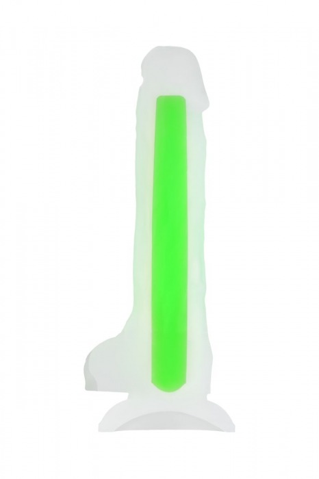 Прозрачно-зеленый фаллоимитатор, светящийся в темноте, Wade Glow - 20 см. - ToyFa