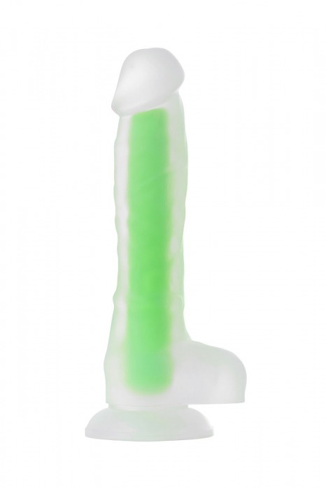 Прозрачно-зеленый фаллоимитатор, светящийся в темноте, Wade Glow - 20 см. - ToyFa