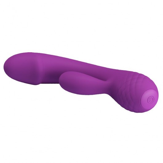 Фиолетовый вибратор Doreen с клиторальным отростком - 17,5 см. - Baile