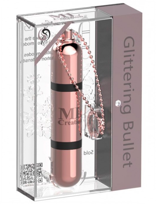 Золотистый мини-вибратор на цепочке Glittering Bullet - 9 см. - ML Creation