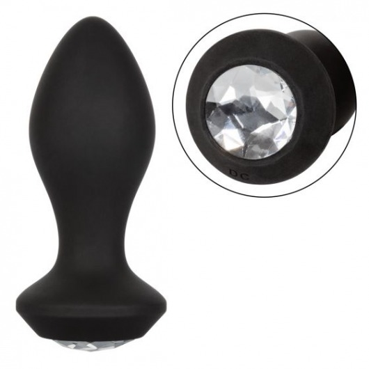 Черная анальная пробка с вибрацией и кристаллом Power Gem Vibrating Crystal Probe - 10,75 см. - California Exotic Novelties