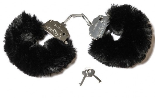 Дерзкие наручники с пушистым черным мехом - Le Frivole - купить с доставкой в Нижнем Новгороде