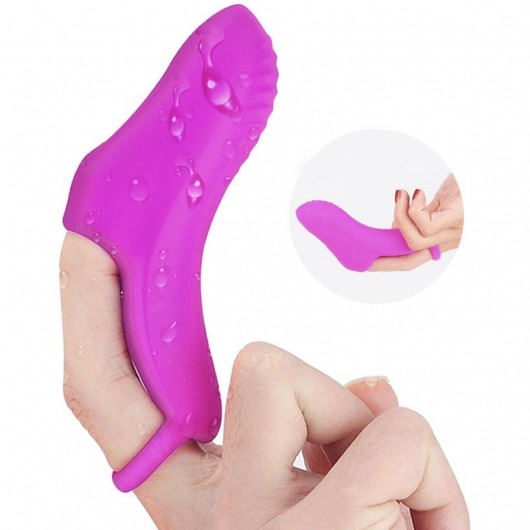 Фиолетовая перезаряжаемая насадка на палец с вибрацией OMG-RCT - S-HANDE