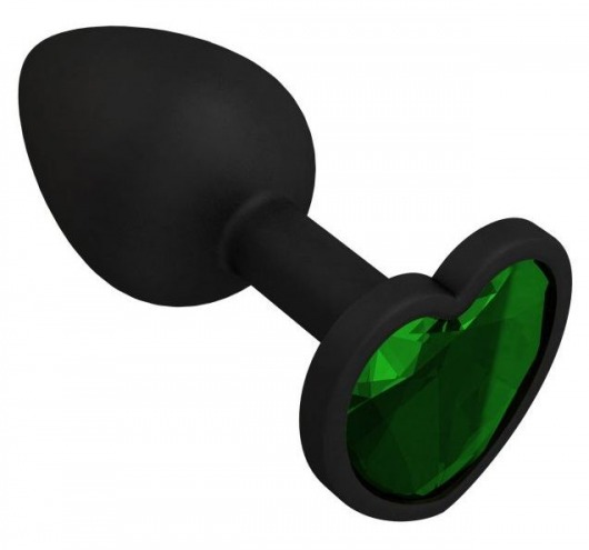 Черная силиконовая пробка с зеленым кристаллом - 7,3 см. - Джага-Джага - купить с доставкой в Нижнем Новгороде