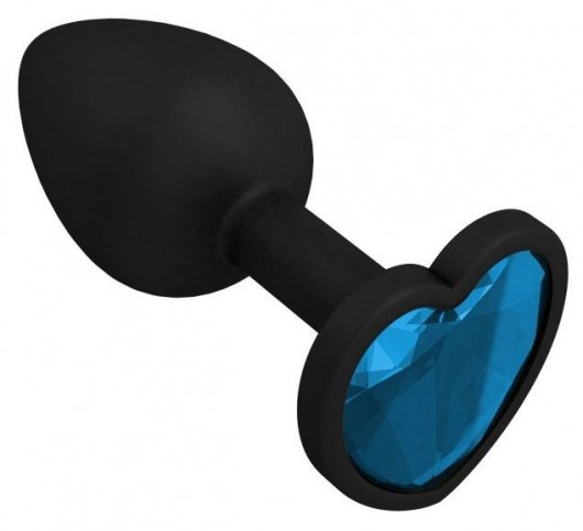 Черная силиконовая пробка с голубым кристаллом - 7,3 см. - Джага-Джага - купить с доставкой в Нижнем Новгороде