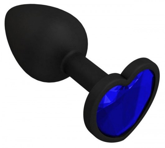 Черная силиконовая пробка с синим кристаллом - 7,3 см. - Джага-Джага - купить с доставкой в Нижнем Новгороде