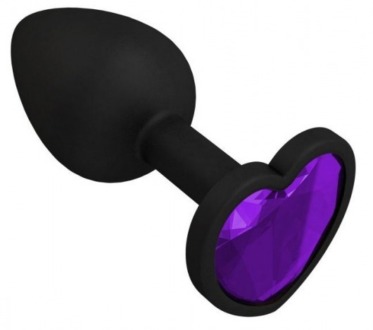 Черная силиконовая пробка с фиолетовым кристаллом - 7,3 см. - Джага-Джага - купить с доставкой в Нижнем Новгороде