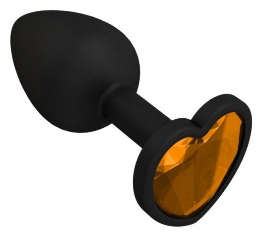 Черная силиконовая пробка с оранжевым кристаллом - 7,3 см. - Джага-Джага - купить с доставкой в Нижнем Новгороде
