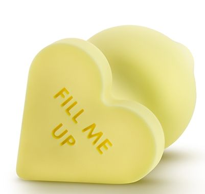 Желтая анальная пробка с основанием-сердечком Naughtier Candy Heart Fill Me Up - 8,9 см. - Blush Novelties - купить с доставкой в Нижнем Новгороде