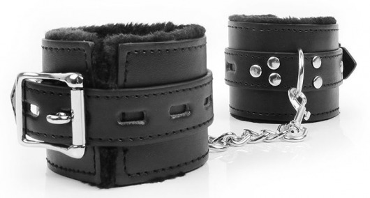 Черные наручники на металлических карабинах - Bior toys - купить с доставкой в Нижнем Новгороде
