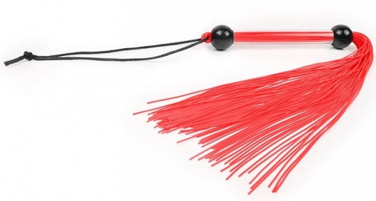 Красная многохвостая плеть с черными шариками на рукояти - 35 см. - Bior toys - купить с доставкой в Нижнем Новгороде