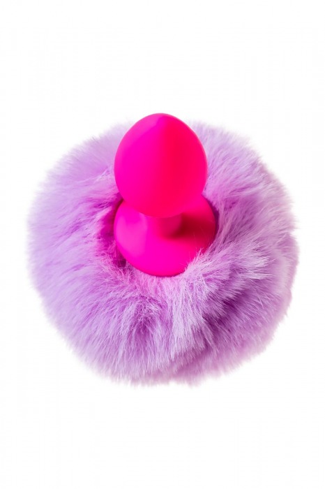 Розовая анальная втулка Sweet bunny с сиреневым пушистым хвостиком - ToyFa