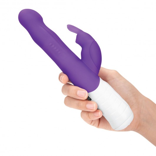 Фиолетовый тонкий вибратор-кролик с клиторальным отростком - 22 см. - Rabbit Essentials
