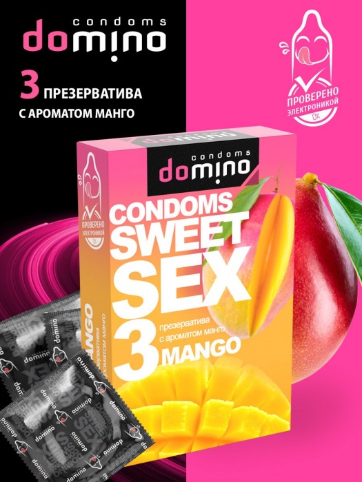 Презервативы для орального секса DOMINO Sweet Sex с ароматом манго - 3 шт. - Domino - купить с доставкой в Нижнем Новгороде