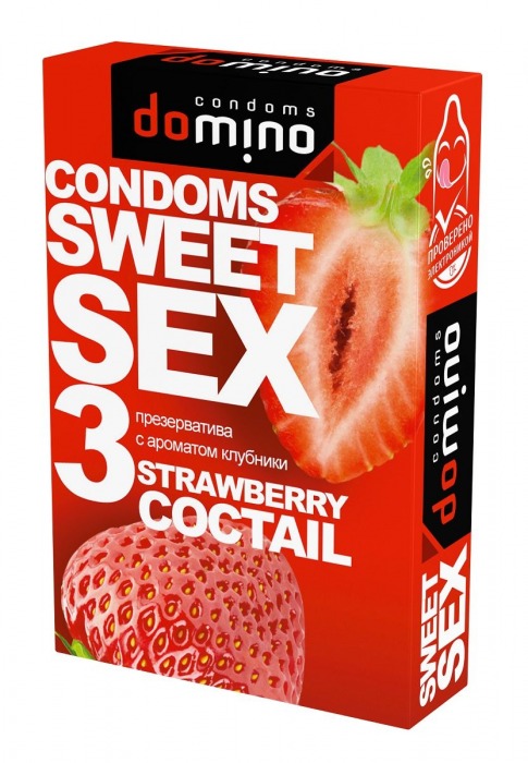 Презервативы для орального секса DOMINO Sweet Sex с ароматом клубничного коктейля  - 3 шт. - Domino - купить с доставкой в Нижнем Новгороде