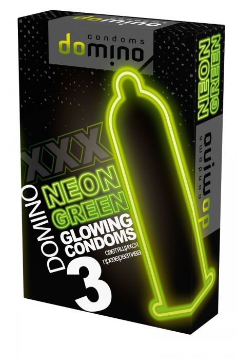 Презервативы DOMINO Neon Green со светящимся в темноте кончиком - 3 шт. - Domino - купить с доставкой в Нижнем Новгороде
