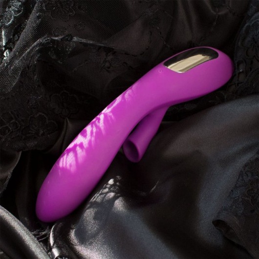 Фиолетовый вибратор с вакуумной стимуляцией клитора Jolie - 20 см. - RestArt