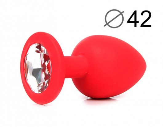 Красная анальная пробка с прозрачным кристаллом - 9,5 см. - Bior toys - купить с доставкой в Нижнем Новгороде