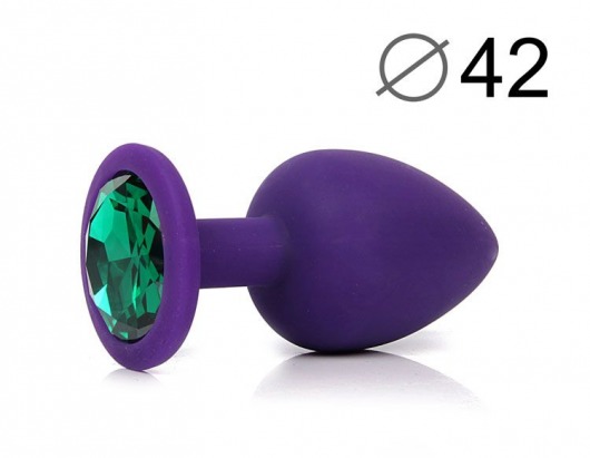 Фиолетовая анальная пробка с зеленым кристаллом - 9,5 см. - Bior toys - купить с доставкой в Нижнем Новгороде