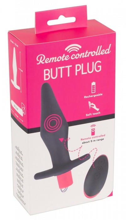 Темно-фиолетовая анальная пробка Remote Controlled Butt Plug - 14 см. - Orion