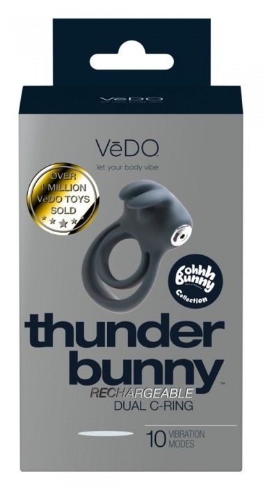 Черное эрекционное кольцо VeDO Thunder Bunny - VeDO - в Нижнем Новгороде купить с доставкой