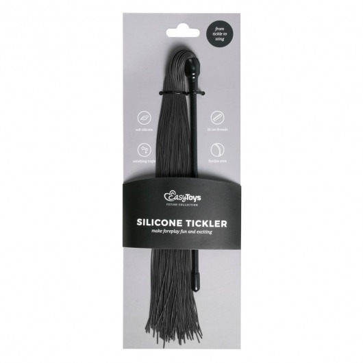 Плеть с черными силиконовыми хвостами Black Silicone Tickler - 45 см. - EDC Wholesale - купить с доставкой в Нижнем Новгороде