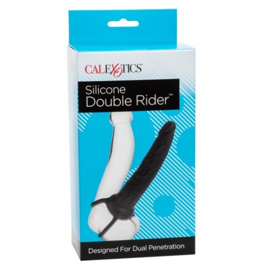 Чёрная насадка на фаллос для двойного проникновения Silicone Double Rider - 14 см. - California Exotic Novelties - купить с доставкой в Нижнем Новгороде