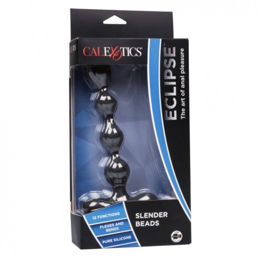 Черный анальный вибростимулятор Eclipse Slender Beads - 17,75 см. - California Exotic Novelties