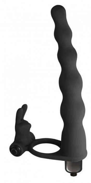 Черная вибронасадка для двойного проникновения Jungle Bunny - 17 см. - Lola Games - купить с доставкой в Нижнем Новгороде