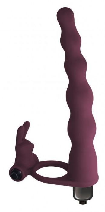 Бордовая вибронасадка для двойного проникновения Jungle Bunny - 17 см. - Lola Games - купить с доставкой в Нижнем Новгороде