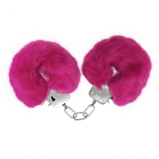 Розовые меховые наручники Love с ключиками - Baile - купить с доставкой в Нижнем Новгороде