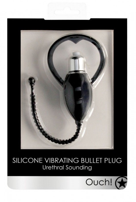 Черный уретральный вибростимулятор Urethral Sounding Vibrating Bullet Plug - Shots Media BV - купить с доставкой в Нижнем Новгороде