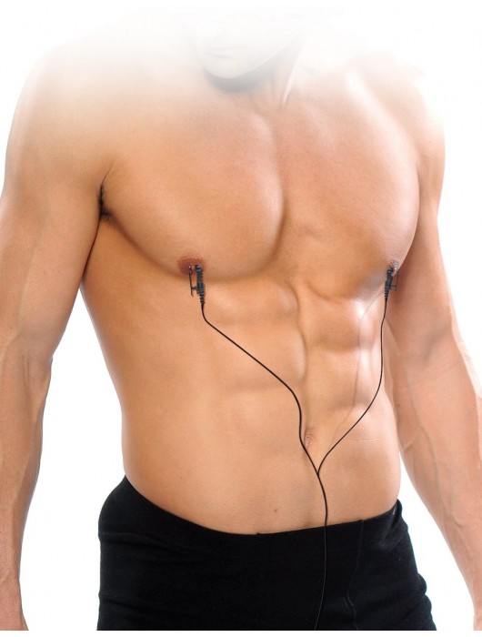 Черные электрические зажимы для сосков Shock Therapy Nipple Clamps - Pipedream - купить с доставкой в Нижнем Новгороде