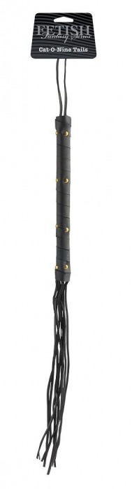 Чёрная кожаная плетка Cat-O-Nine Tails - 46,4 см. - Pipedream - купить с доставкой в Нижнем Новгороде