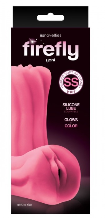 Розовый, светящийся в темноте мастурбатор-вагина из мягкого силикона Yoni - NS Novelties - в Нижнем Новгороде купить с доставкой