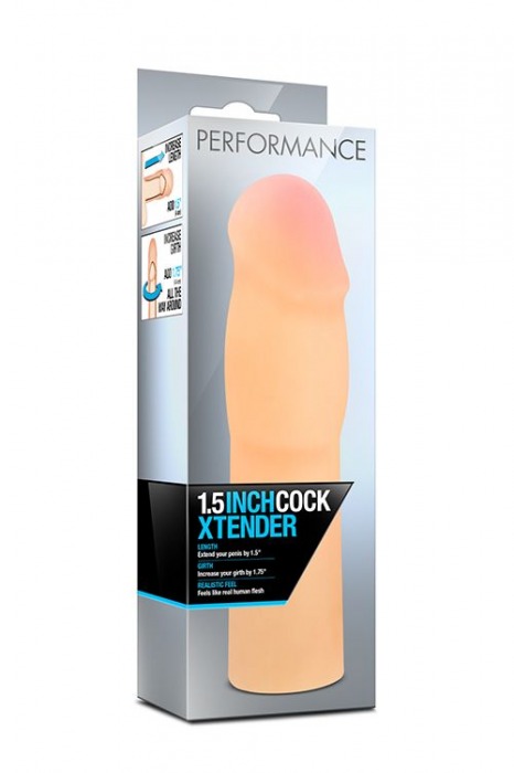Телесная насадка-удлинитель на пенис PERFORMANCE 1.5INCH COCK XTENDER - 16 см. - Blush Novelties - в Нижнем Новгороде купить с доставкой