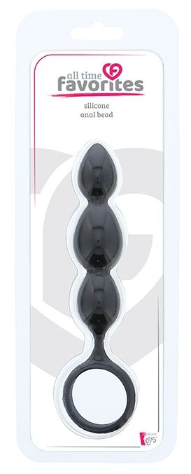 Черная анальная пробка-елочка SILICONE ANAL BEAD - 16,5 см. - Dream Toys
