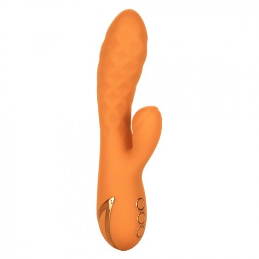 Оранжевый вибромассажер-кролик Newport Beach Babe с пульсирующим воздействием - 21,5 см. - California Exotic Novelties