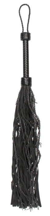 Черная многохвостая плетеная плеть Leather Suede Barbed Wired Flogger - 76 см. - Shots Media BV - купить с доставкой в Нижнем Новгороде