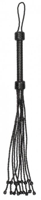 Черная многохвостая плетеная плеть Short Leather Braided Flogger - 69 см. - Shots Media BV - купить с доставкой в Нижнем Новгороде
