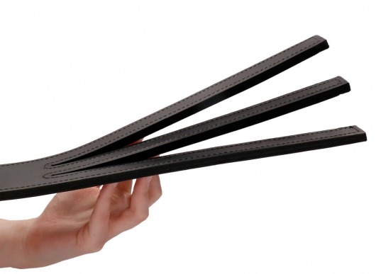 Черная шлепалка Three Finger Paddle Tawse - 51 см. - Shots Media BV - купить с доставкой в Нижнем Новгороде