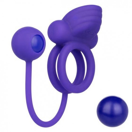 Фиолетовое эрекционное кольцо с утяжелителем Silicone Rechargeable Dual Rockin Rim Enhancer - California Exotic Novelties - в Нижнем Новгороде купить с доставкой