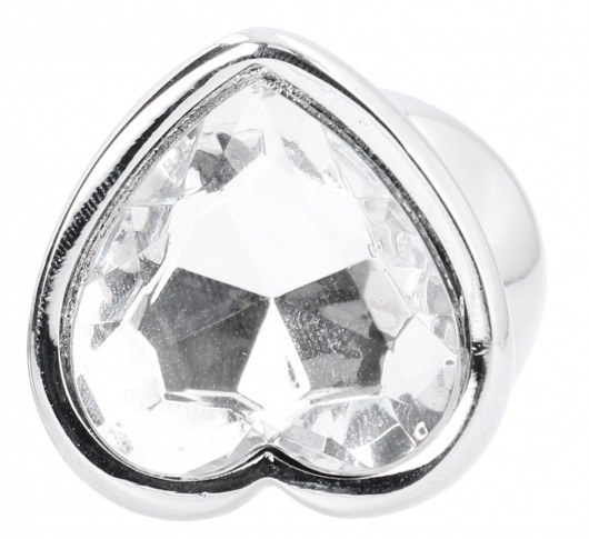 Серебристая анальная пробка Love Heart Diamond Plug с прозрачным кристаллом - 9,4 см. - Shots Media BV - купить с доставкой в Нижнем Новгороде