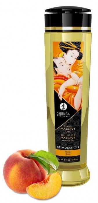 Массажное масло для тела с ароматом персика Stimulation - 240 мл. - Shunga - купить с доставкой в Нижнем Новгороде