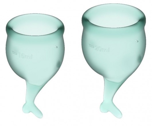 Набор темно-зеленых менструальных чаш Feel secure Menstrual Cup - Satisfyer - купить с доставкой в Нижнем Новгороде